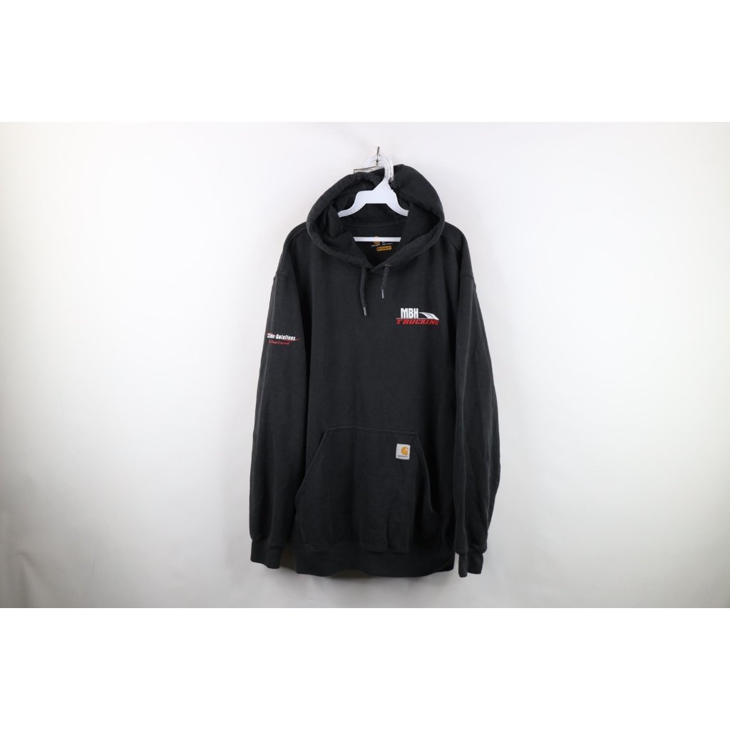 Vintage Y2k Carhartt Mens Xl Faded Spell Out Trucking Heavyweight Hoodie Black